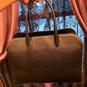 Claudia Black Leather Structured Tote Bag - Women